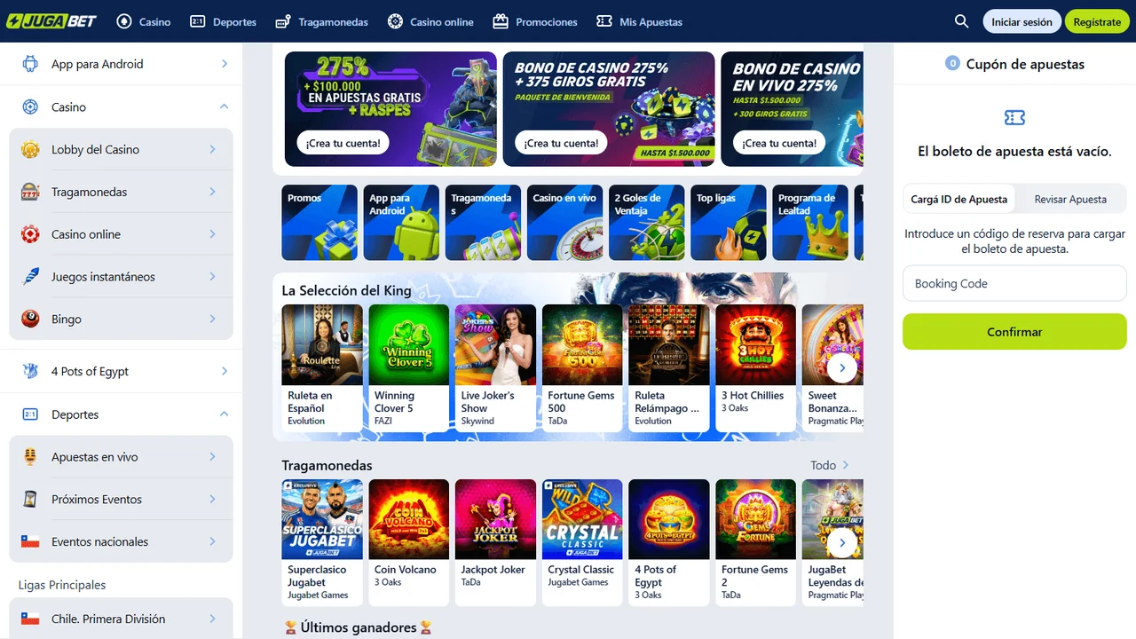 JugaBet Casino — strona główna